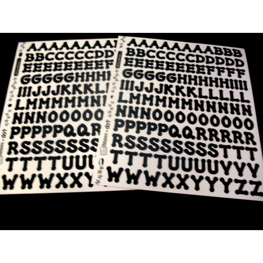 Stickopotamus Lot of 2 Large Black Letters /Numbers Alphabet Sticker